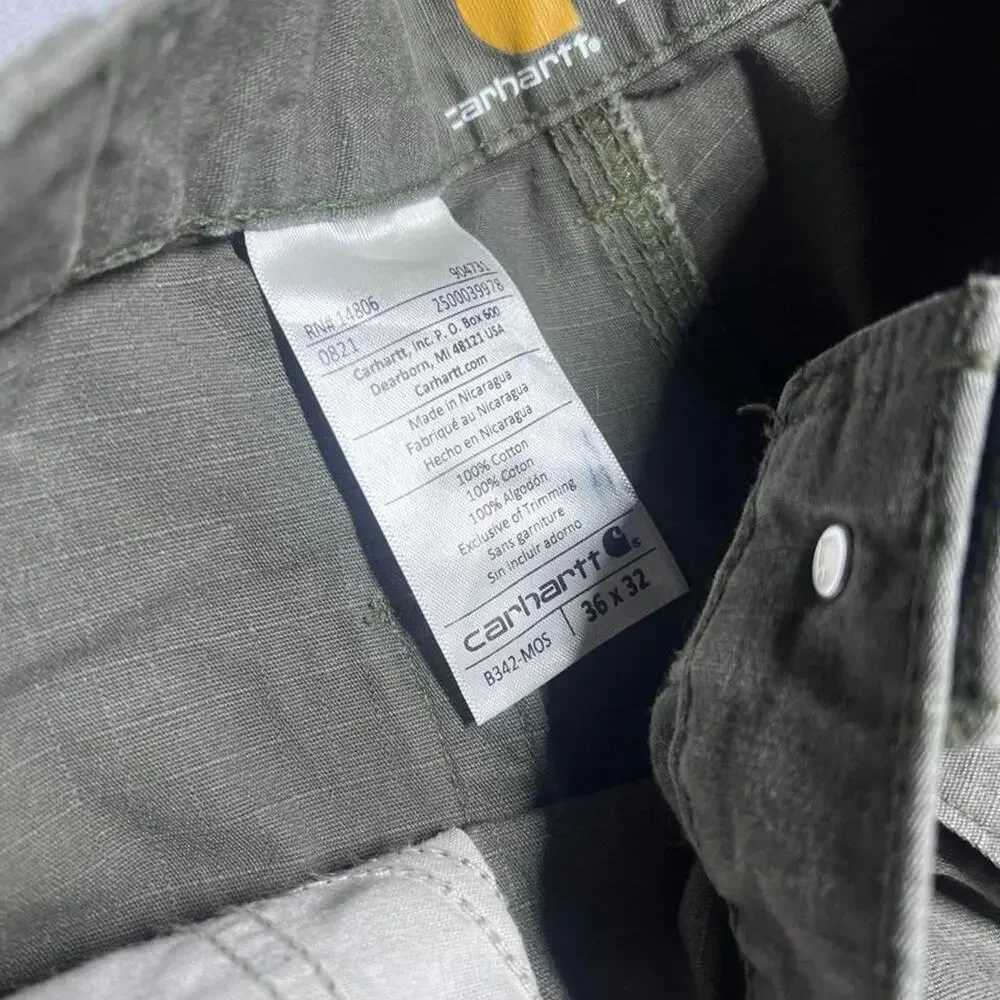 Vintage Carhartt Double Knee Ripstop Cargo Pants Mens 36x32 Dark Green Gorpcore